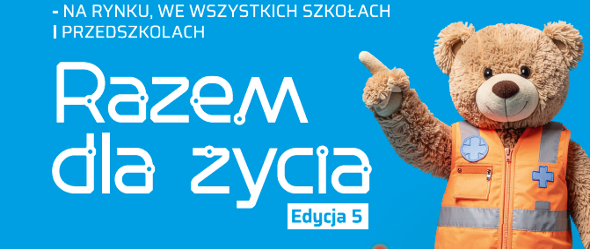 plakat z napisami i misiem jako ratownik medyczny