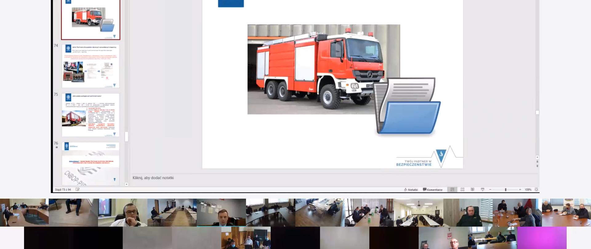 Slajd z power pointa na nim zdjęcie wozu strażackiego