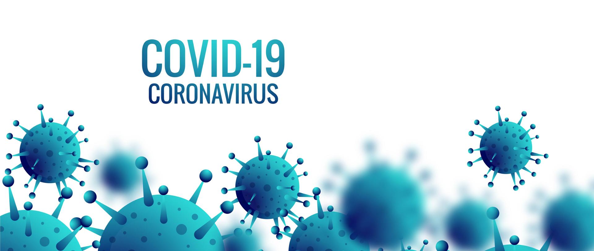  Coronavirus microbe cells in infected covid-19 banner design