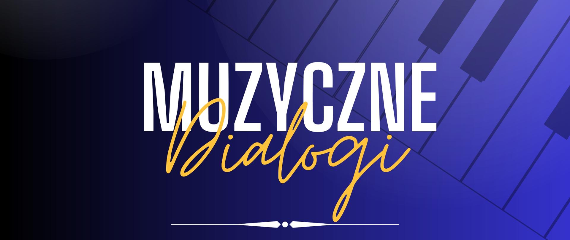Tło obrazka a kolorze niebieskim. W górnej części po lewej stronie napis "Gramy razem", a po prawej stronie "Międzywydziałowe Koło Muzyki Kameralnej". Poniżej do dołu biały napis "muzyczne" i żółty "dialogi". Dalej informacja o dacie, miejscu, godzinie, wykonawcach i programie. U dołu obrazka po prawej i lewej stronie brązowe skrzypce.