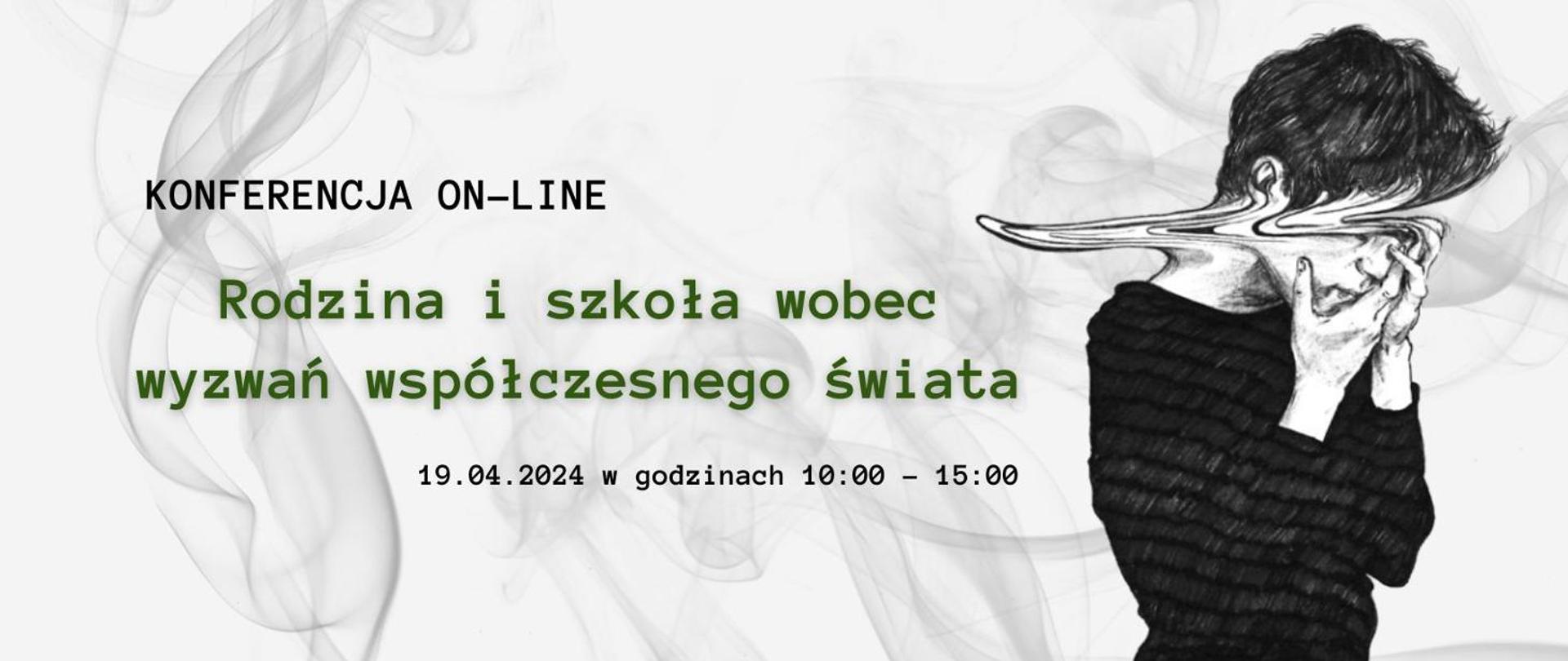 Na grafice widzimy osobę o czarnych krótkich włosach ubraną w czarna koszulkę, zakrywająca twarz rękami. Jej twarz oraz szyja są rozmazane