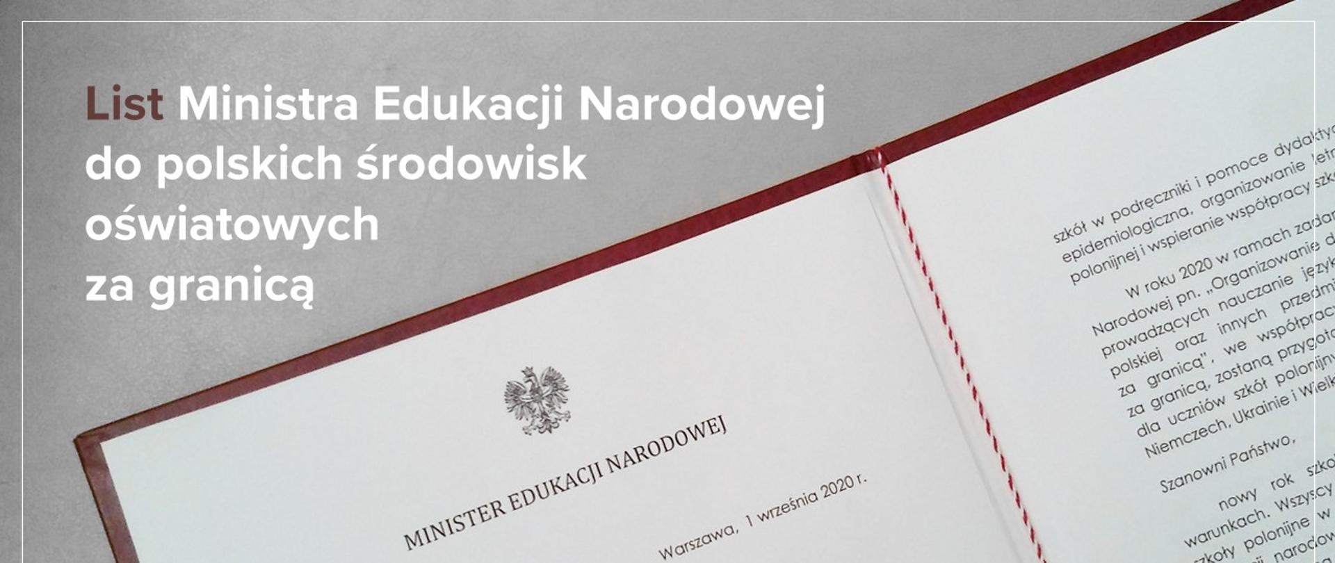 Grafika z listem Ministra Edukacji Narodowej 