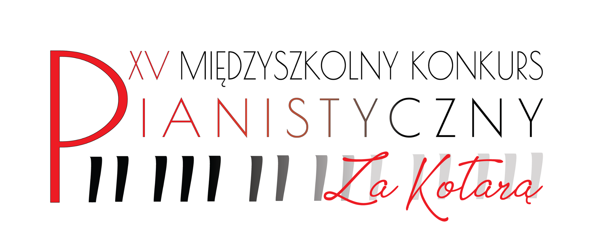 Plakat z czarnymi i czerwonymi literami na białym tle