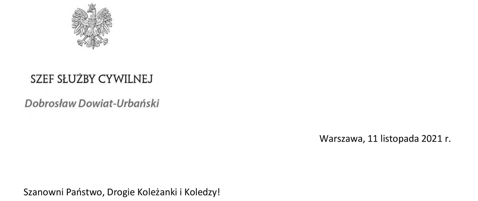 List Szefa Służby Cywilnej do członków korpusu służby cywilnej