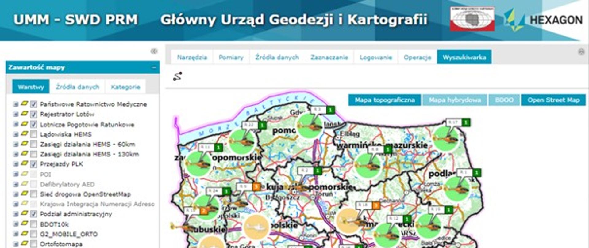 Widok portalu z Systemu Uniwersalnego Modułu Mapowego.