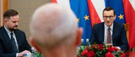 Premier Mateusz Morawiecki podczas spotkania.