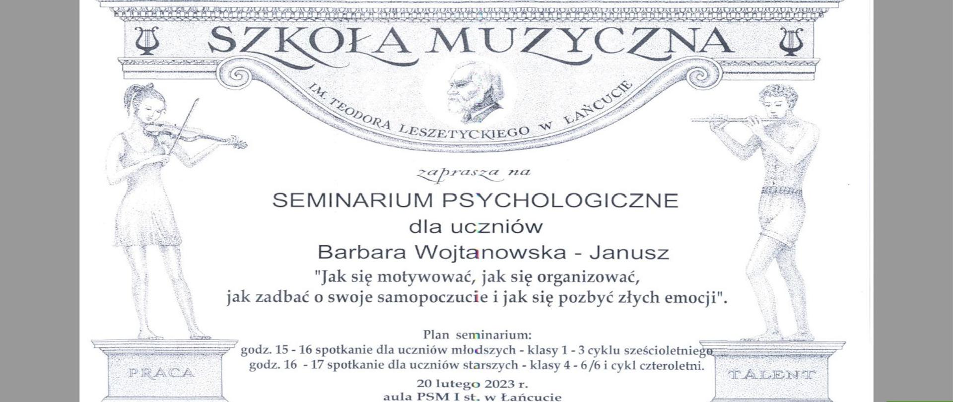 Plakat - Szkolenie psychologiczne, które odbędzie się 20 lutego 2023 w naszej szkole