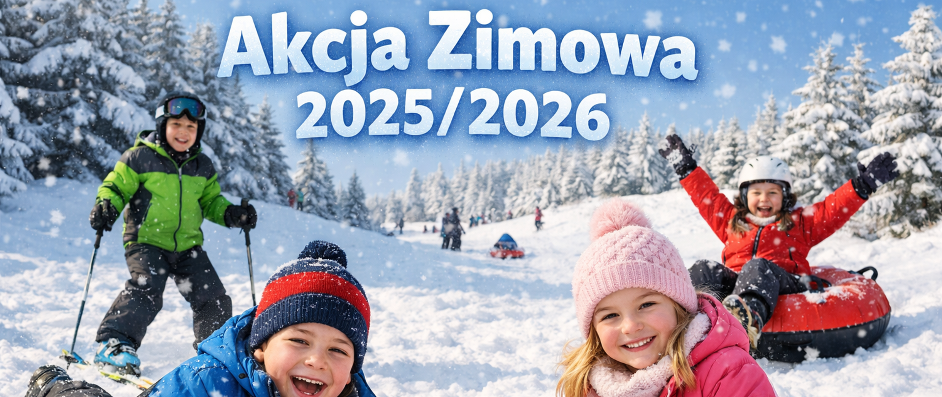 dzieci na śniegu podczas zabaw zimą