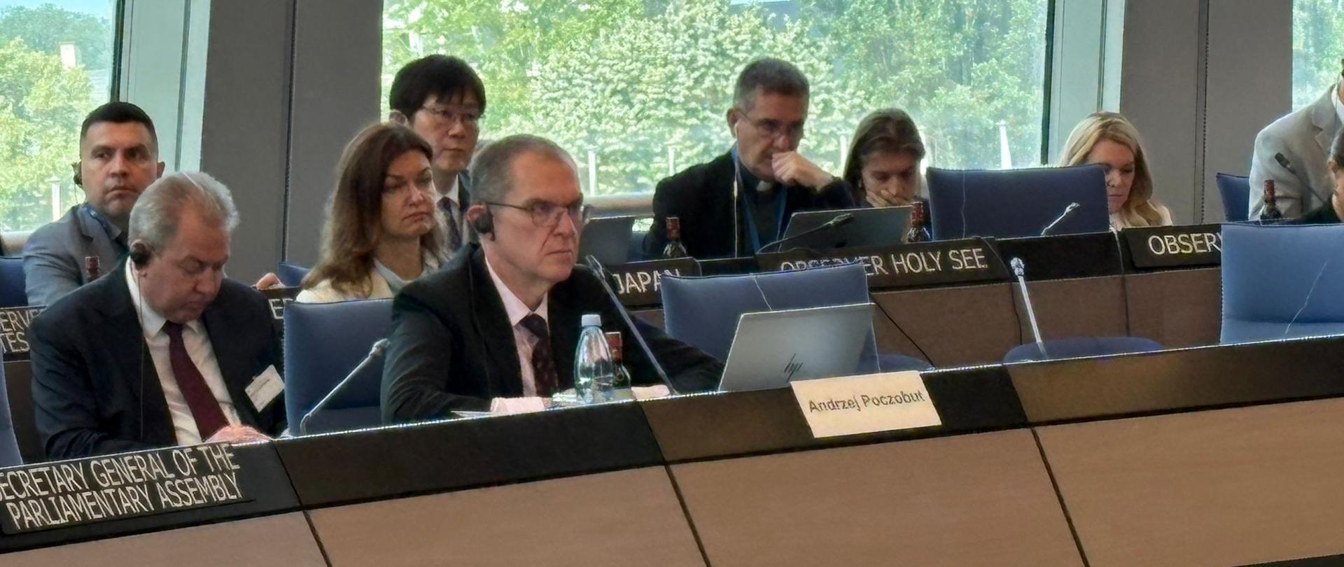 Pan Andrzej Poczobut przemawia na 1564. posiedzeniu Komitetu Delegatów Ministrów Rady Europy.