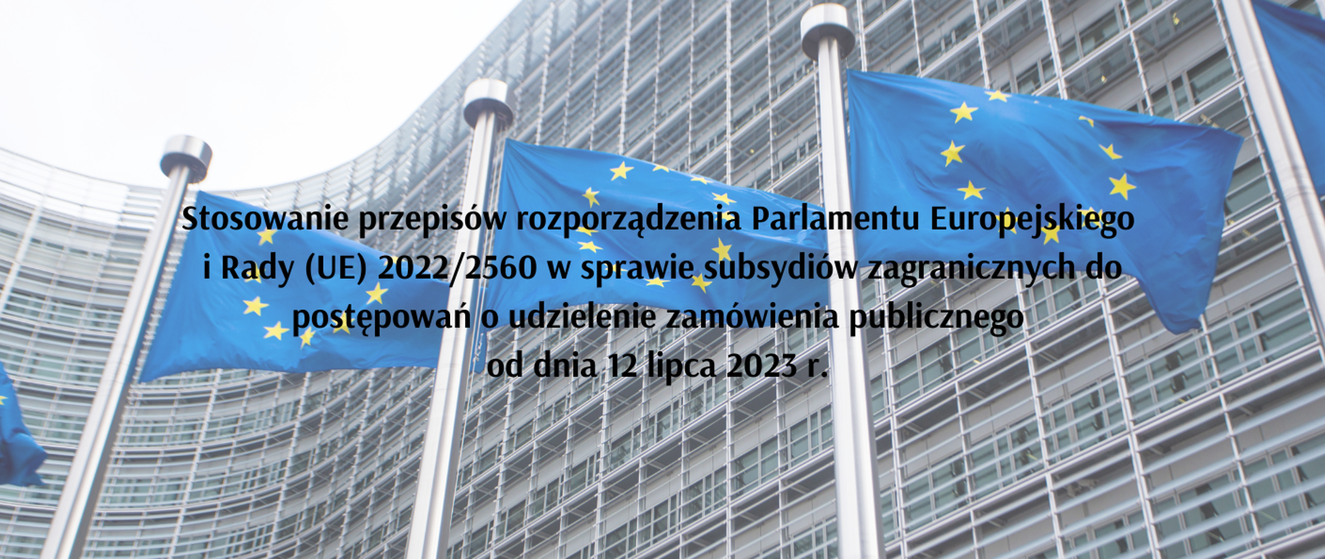 Stosowanie przepisów rozporządzenia Parlamentu Europejskiego i Rady (UE) 2022/2560 w sprawie subsydiów zagranicznych do postępowań o udzielenie zamówienia publicznego od dnia 12 lipca 2023 r. 