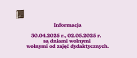 Na jasnym tle w lewym górnym rogu logo PSM I stopnia w Sierpcu. Pośrodku tekst o dniach wolnych od zajęć dydaktycznych.