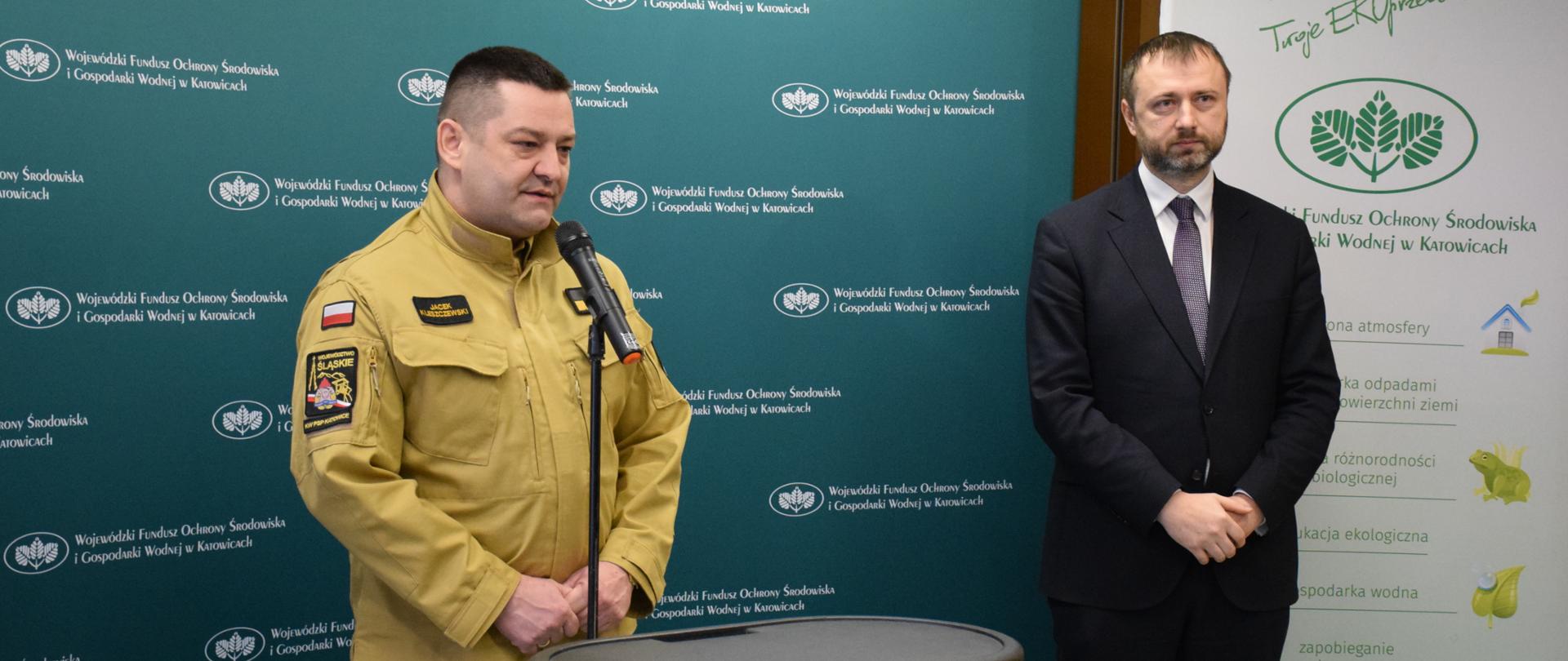 Briefing prasowy Prezesa WFOŚiGW Pana Tomasza Bednarka oraz Śląskiego Komendanta Wojewódzkiego PSP nadbryg. Jacka Kleszczewskiego