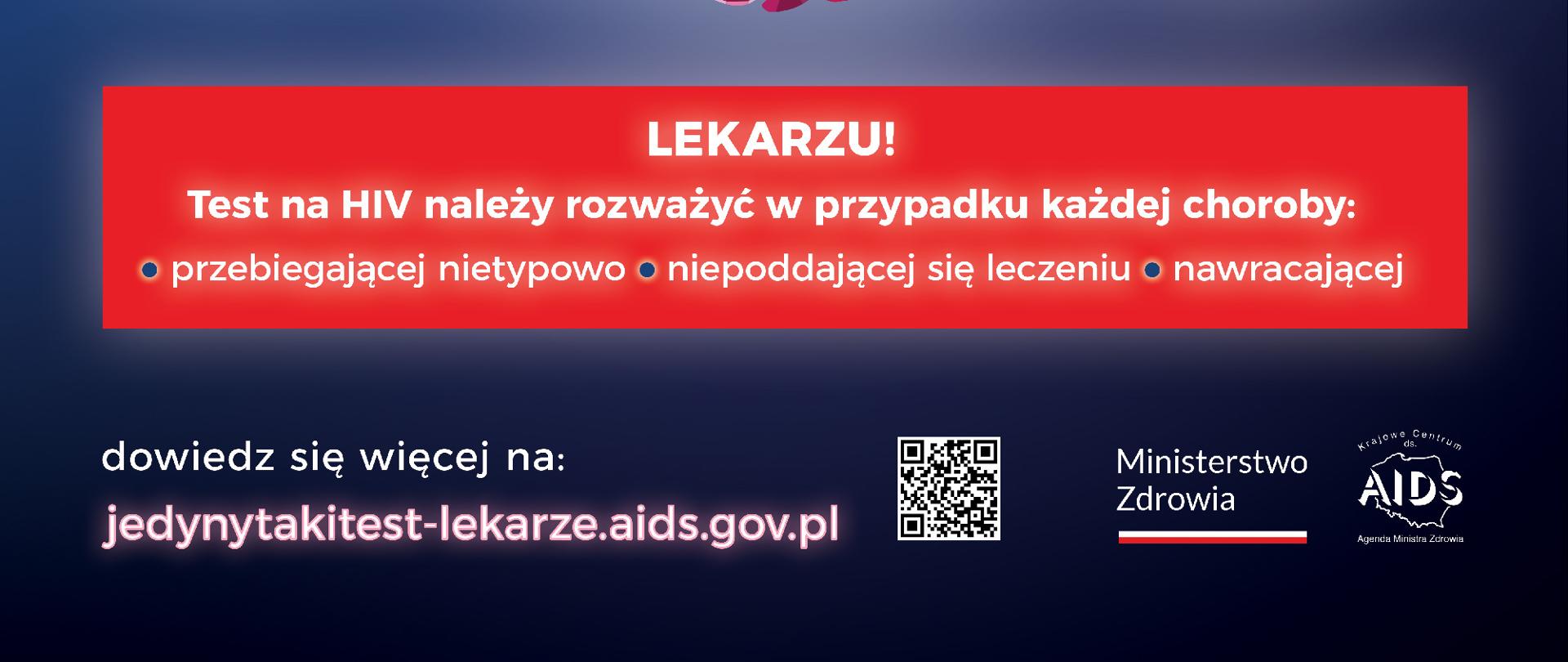 Plakat kampanii skierowany do lekarzy dot. testu na HIV