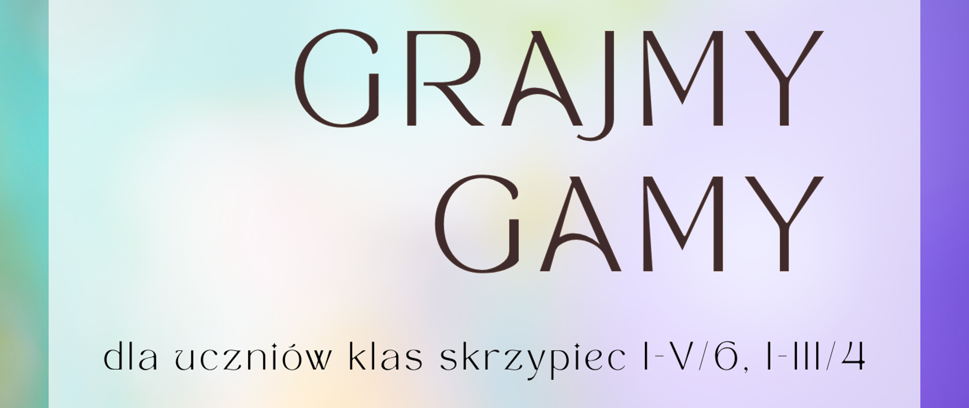 Afisz Grajmy Gamy, na jasnym tle napis informacyjny, na dole pięciolinia s sercami.