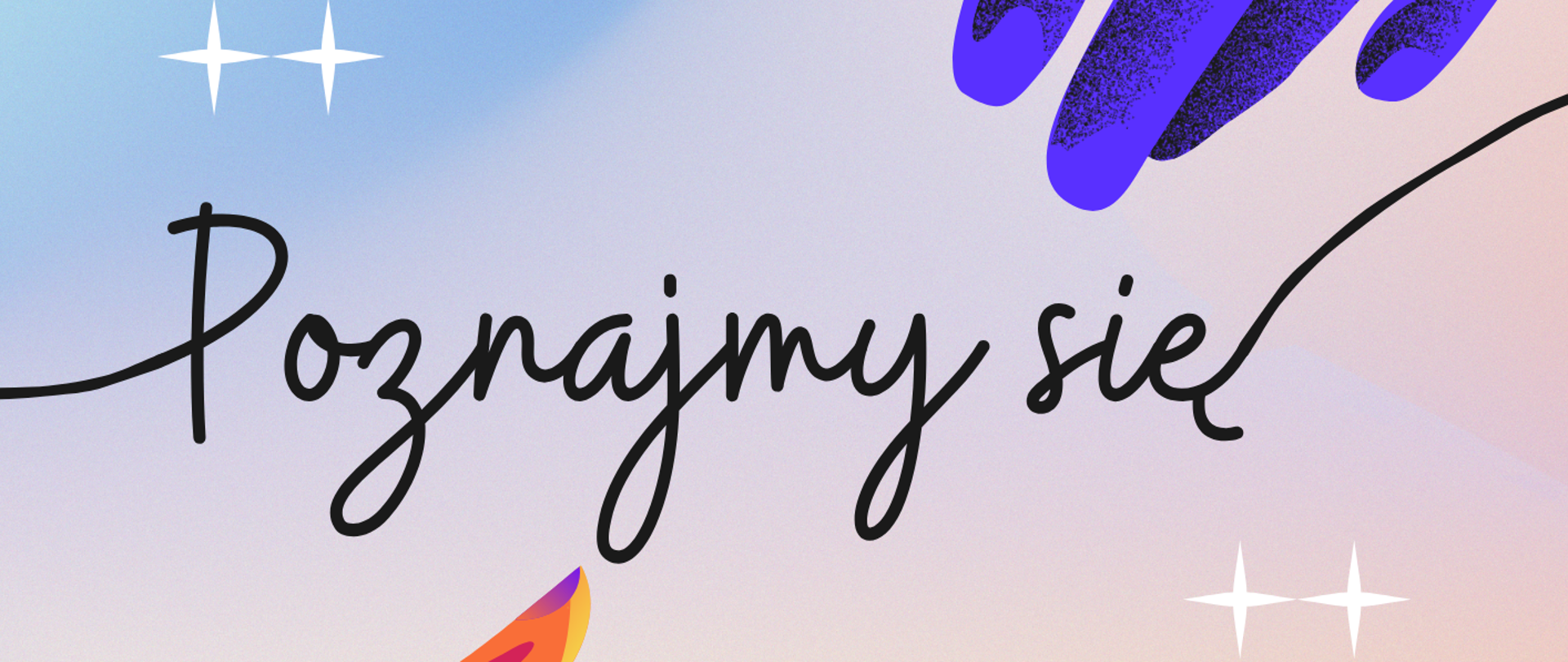 Plakat przedstawiający rysunkowe odzwierciedlenie dwóch dłoni - jednej zmierzającej ku drugiej. Jedna dłoń w kolorach ciepłych odcieniach słonecznych w lewym dolnym rogu i druga dłoń - w kolorach zimnych - niebieskich w prawym górnym rogu. W tle delikatne gradientowe odcienie kolorystyki obu dłoni -odpowiedniej dla danej dłoni. W tle znajdują się również napisy: "Koncert w wykonaniu uczniów i absolwentów Państwowej Szkoły Muzycznej I i II stopnia im. Feliksa Nowowiejskiego w Zgorzelcu - Poznajmy się; 20 kwietnia 2026 r., aula PSM w Bolesławcu, godz. 17:30".