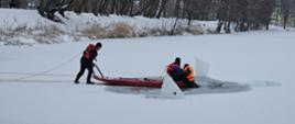 Pokaz ratownictwa lodowego na stawie "Sekuta" w Nysie.
