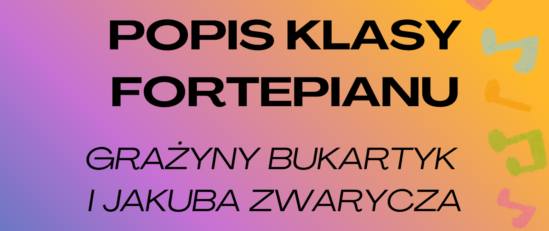 Na kolorowym tle znajdują się informacje dotyczące wydarzenia.