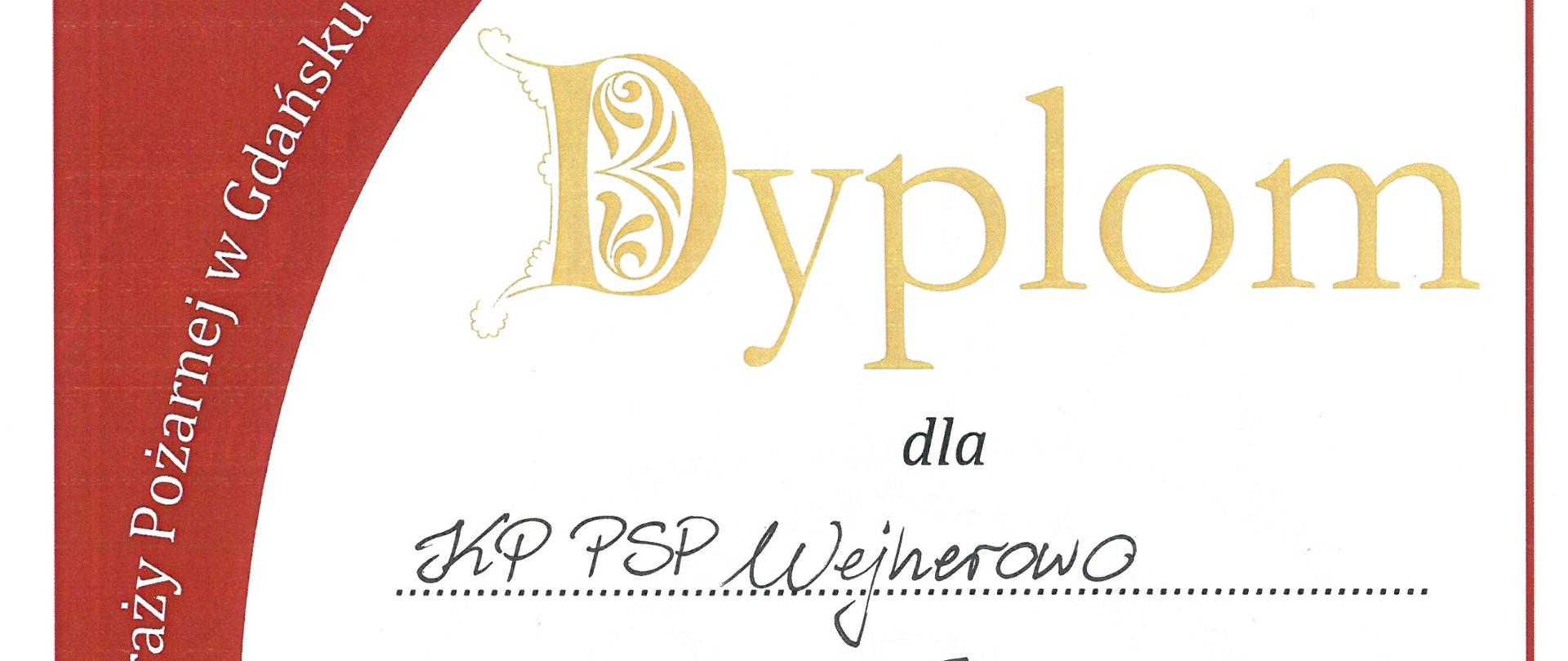 Dyplom za zajęcie I miejsca w V Mistrzostwa woj. pomorskiego w biegu po schodach