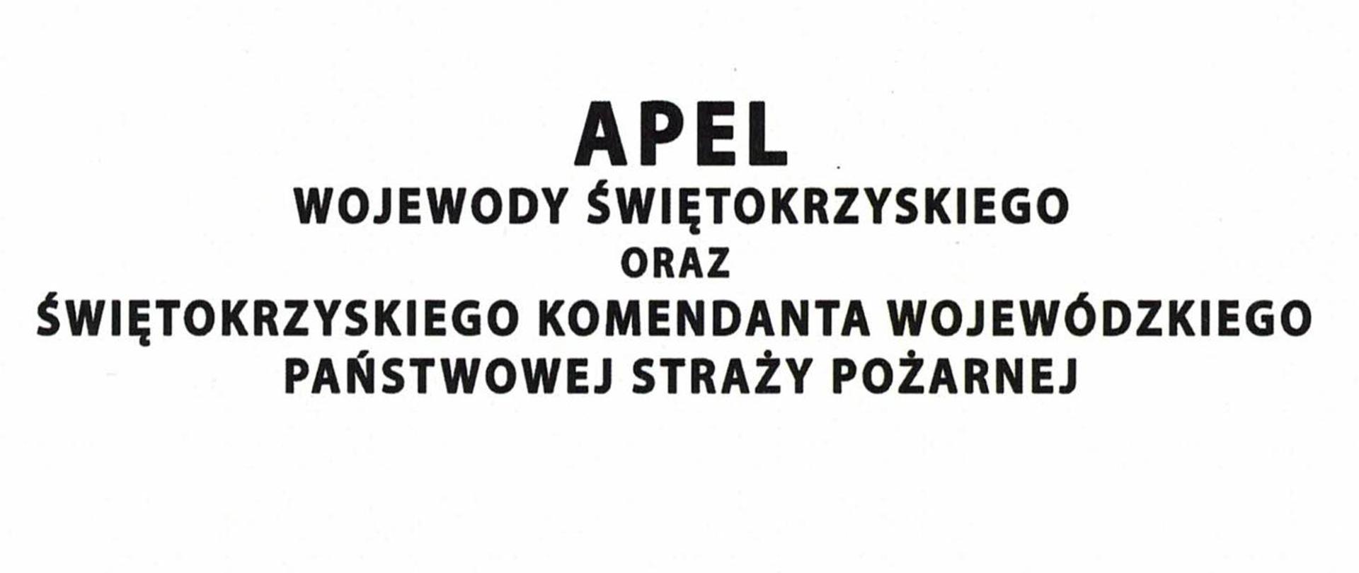 Apel Wojewody Świętokrzyskiego