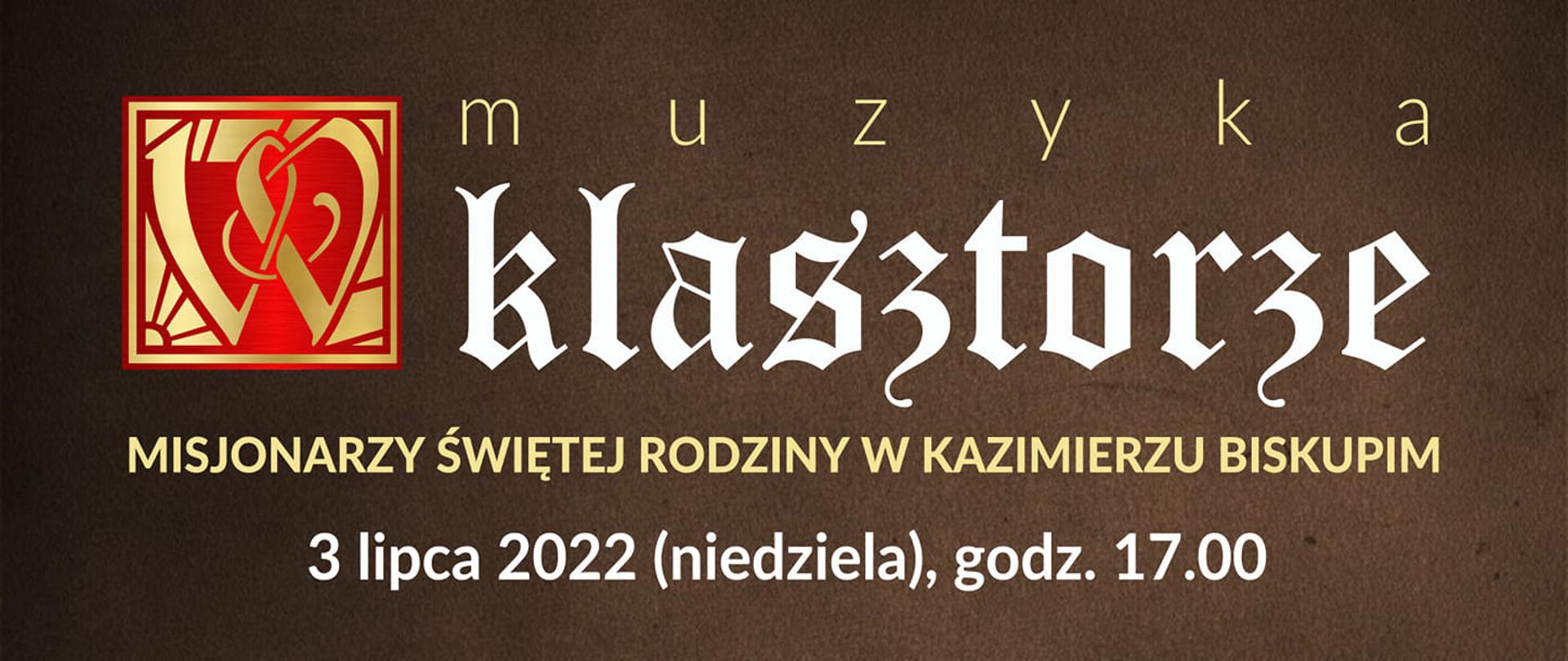 Plakat w kolorze brązowym, manuały organów i nuty na pulpicie.