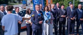 Wiceminister infrastruktury Stanisław Bukowiec podczas konferencji w sprawie zawarcia umowy na projekt i budowę obwodnicy Starogardu Gdańskiego w ciągu drogi krajowej nr 22