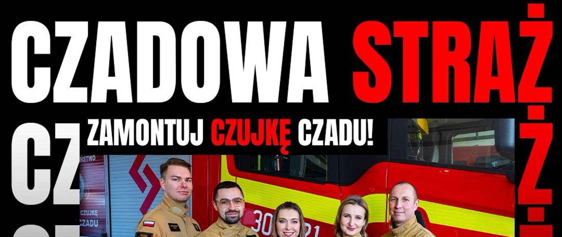 Na zdjęciu strażacy z czujikami
