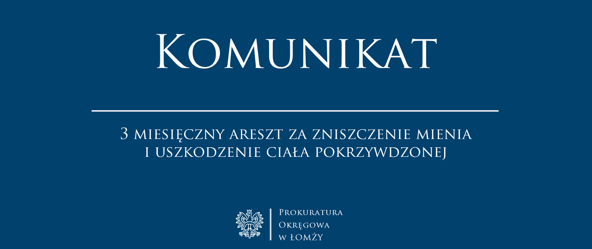 3 miesięczny areszt za zniszczenie mienia i uszkodzenie ciała pokrzywdzonej