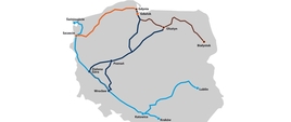 Mapa połączeń PKP Intercity na których wykorzystywany będzie zmodernizowany tabor