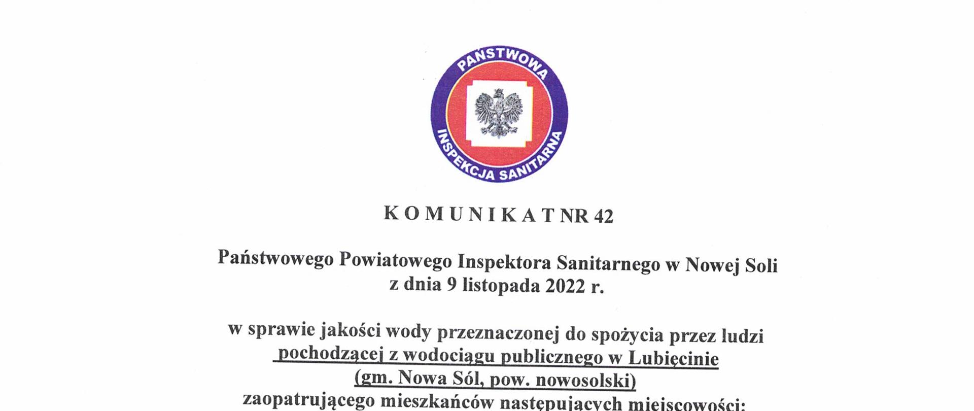 Komunikat nr 42 Lubięcin