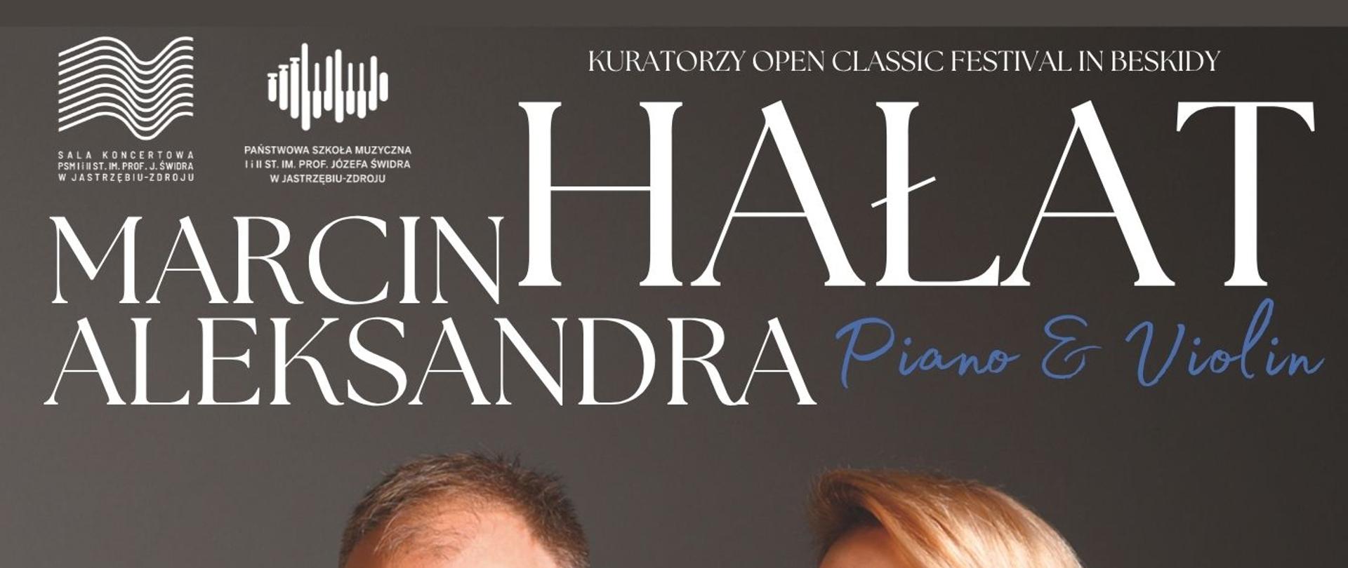 Plakat informacyjny dotyczący Koncertu Marcina i Aleksandry Hałat odbywającego się w dniu 26.04.2026 o godz.18.00.