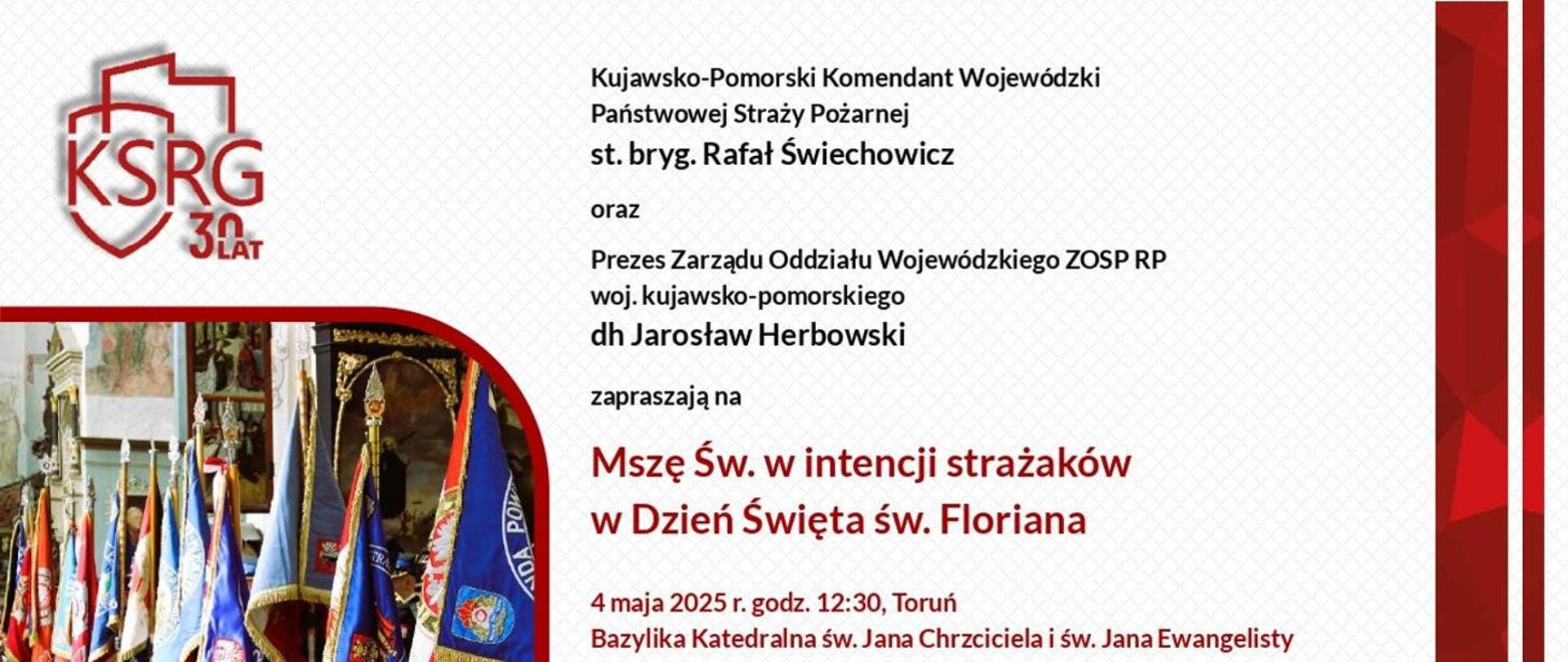 Zaproszenie na Mszę Św. w intencji strażaków w Dzień Święta św. Floriana