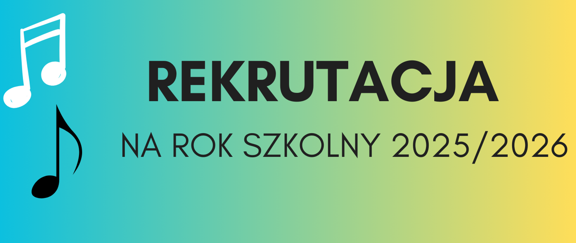 Baner na tle w ciepłych barwach. Czarne litery