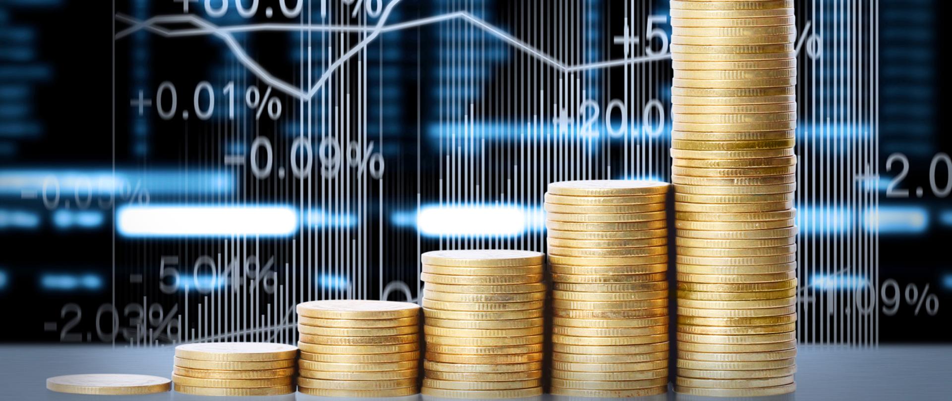 Wykresy, procenty, rzędy monet