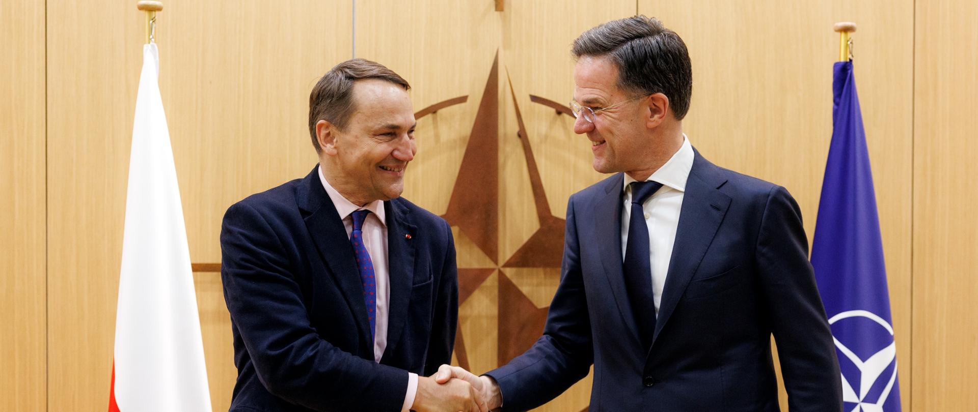 NATO Secretary General Mark Rutte meets the Minister of Foreign Affairs of Poland, Radosław Sikorski