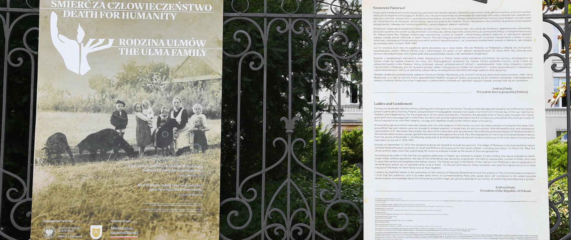 Wystawa plenerowa „Śmierć za człowieczeństwo. Rodzina Ulmów”