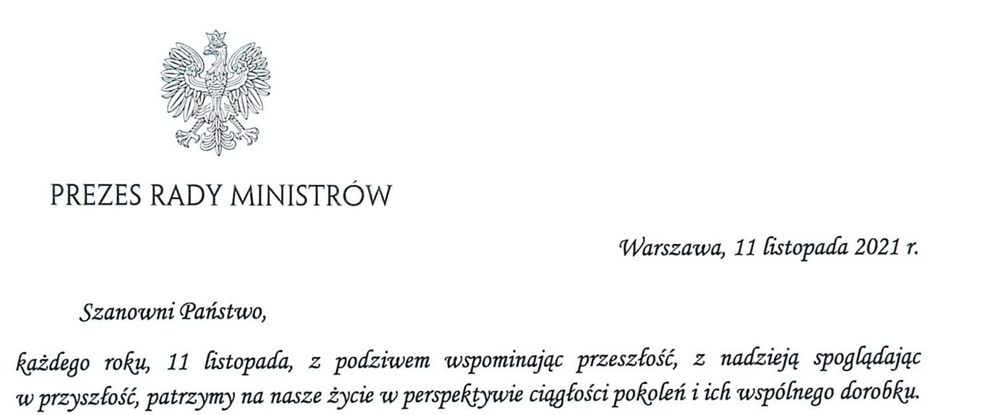 List Prezesa Rady Ministrów