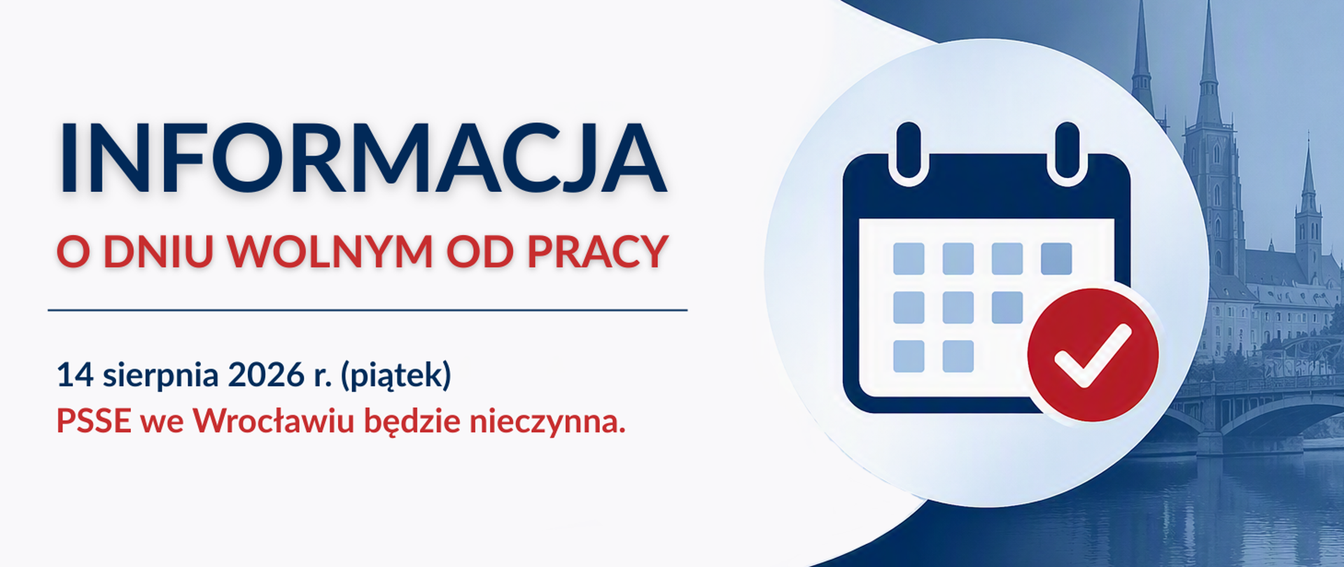 Informacja o dniu wolnym od pracy 14-08-2026r
