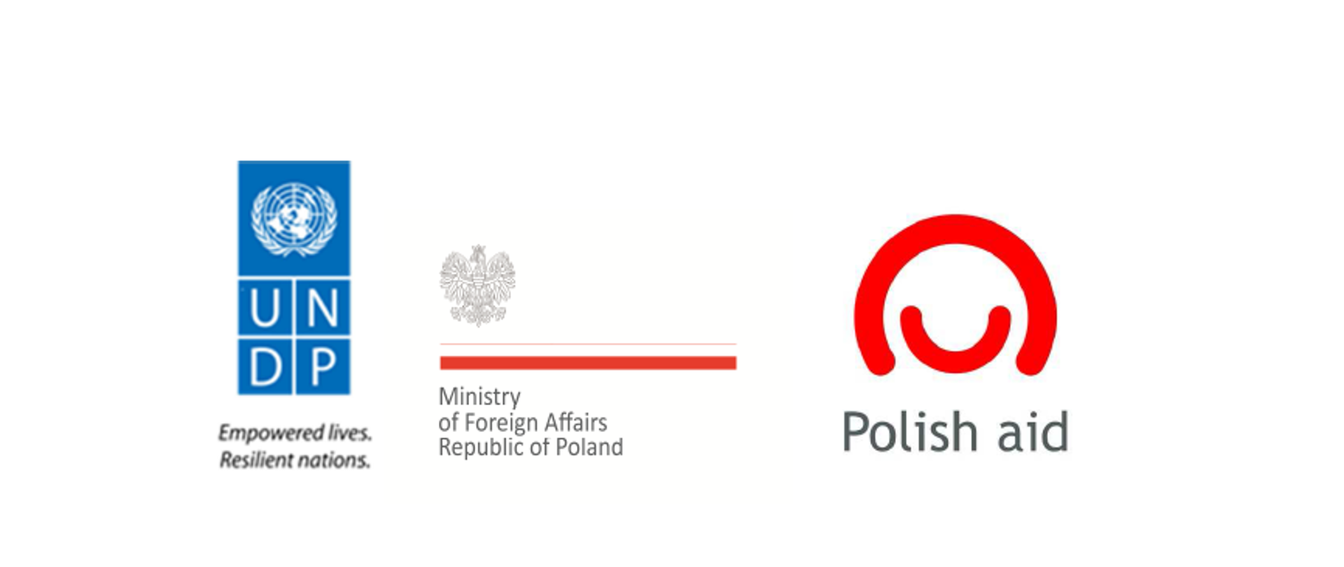 Logos of UNDP, Polish Ministry of Foreign Affairs and Polish Aid