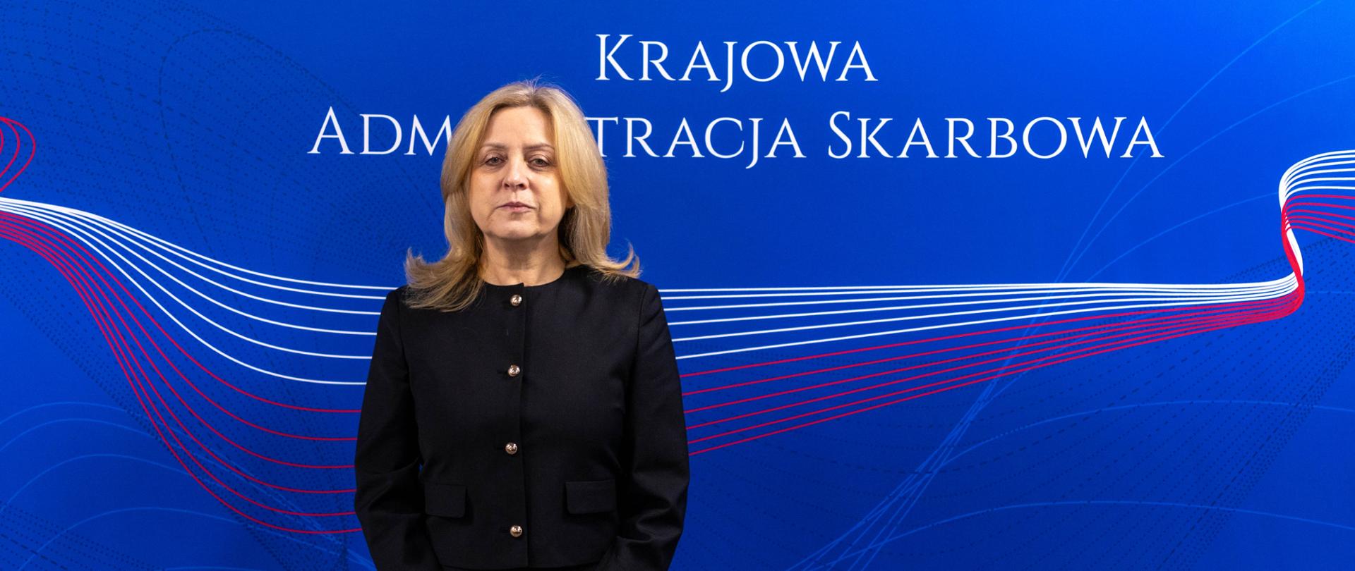 Naczelnik Urzędu Skarbowego w Bielsku Podlaskim - Jolanta Wojciula-Kalinowska w tle napis Krajowa Administracja Skarbowa