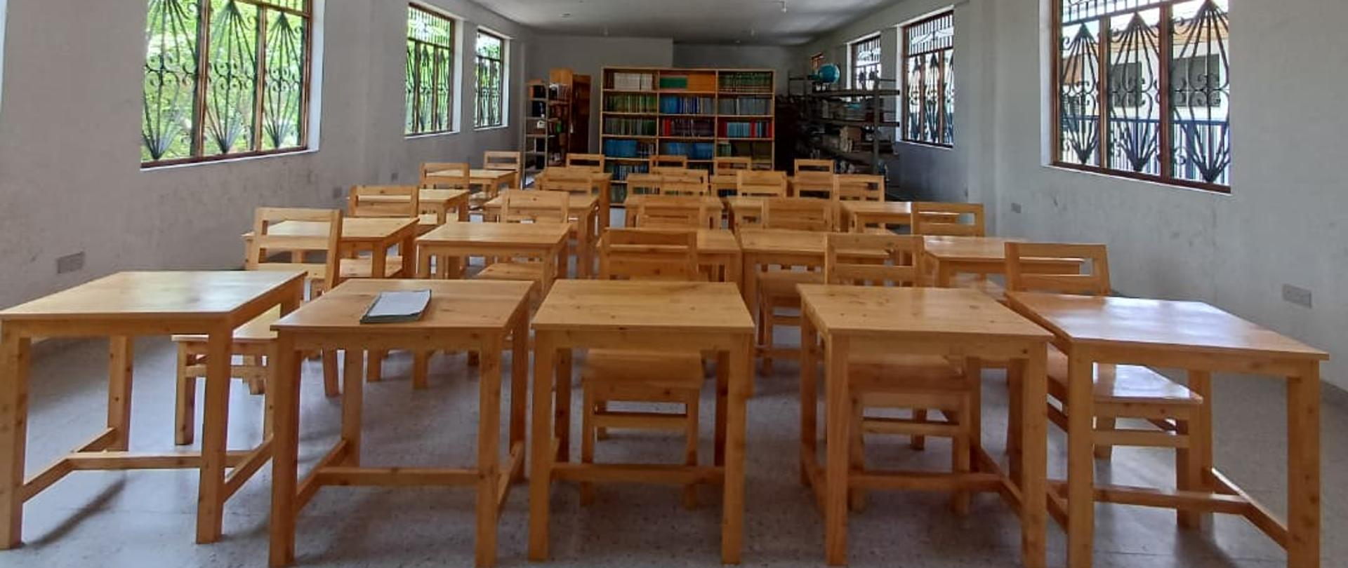 The view of tables and chairs at St. Maximilian Educational Centre in Segerea