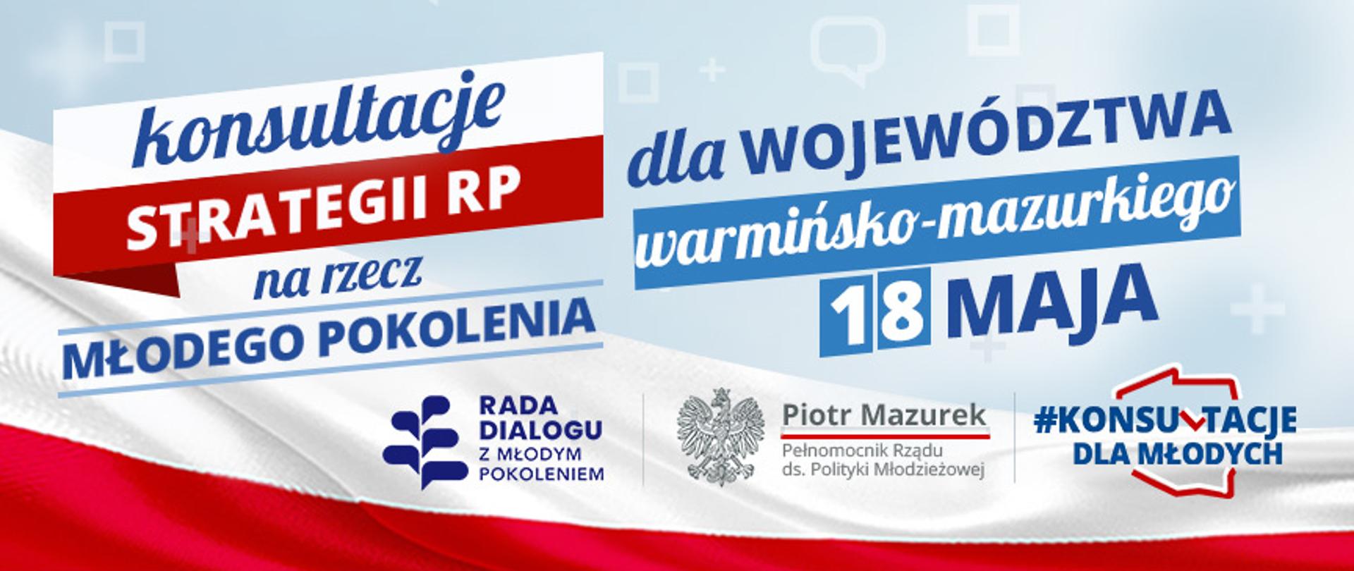 Plakat Zapisz się na konsultacje strategii dla młodzieży w woj. warmińsko-mazurskim!
