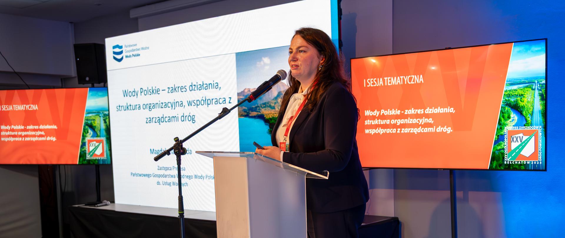 Wiceprezes Wód Polskich Magdalena Żmuda podczas XXV Ogólnopolskiego Kongresu Zarządców Dróg Powiatowych