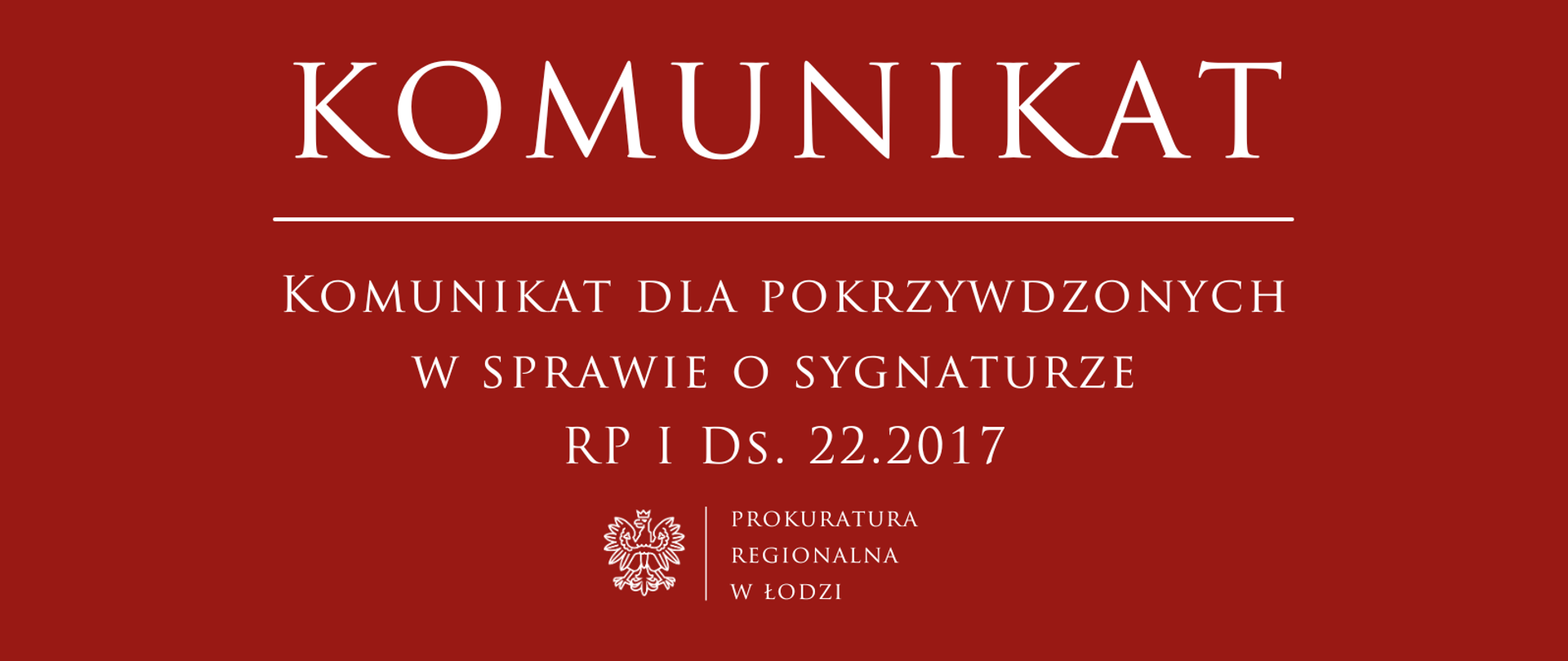 Komunikat Prokuratury Regionalnej w Łodzi 2025-12-04