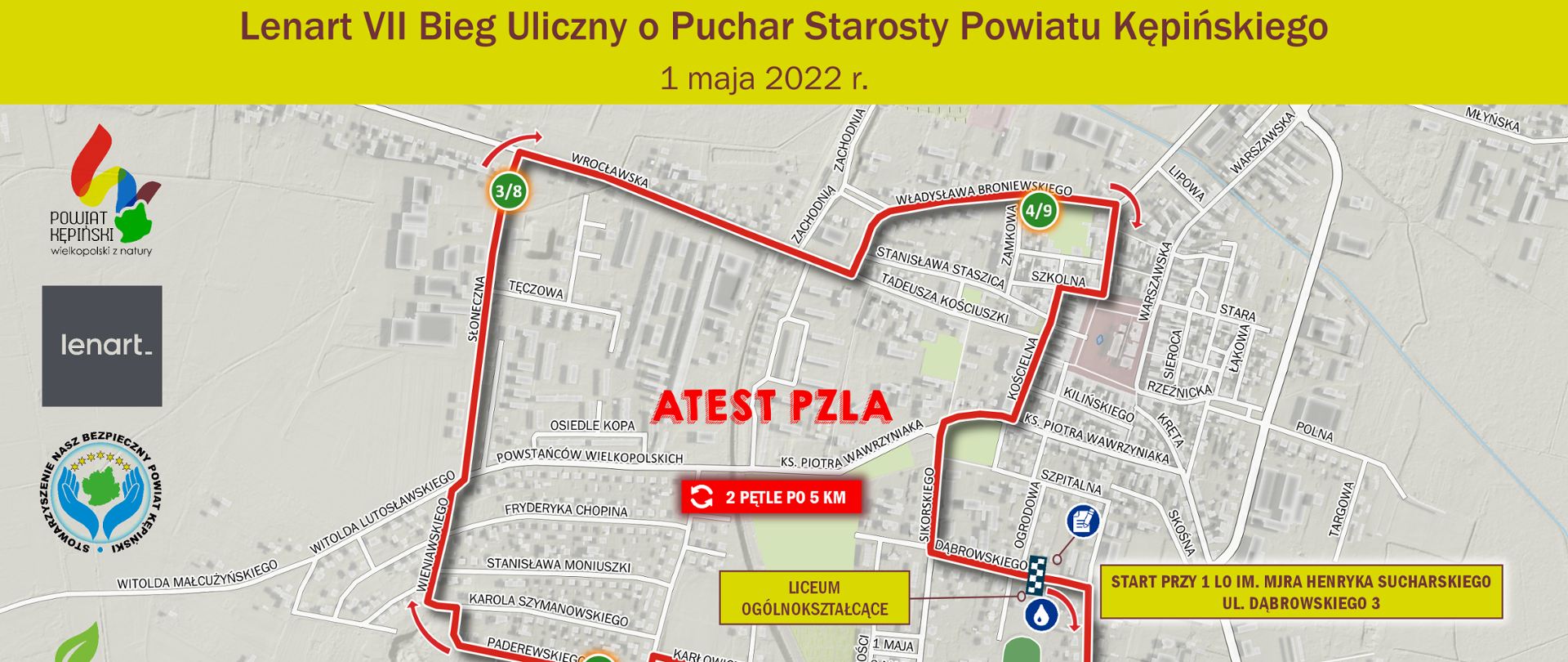 Mapa Lenart VII Bieg Uliczny o Puchar Starosty Powiatu Kępińskiego