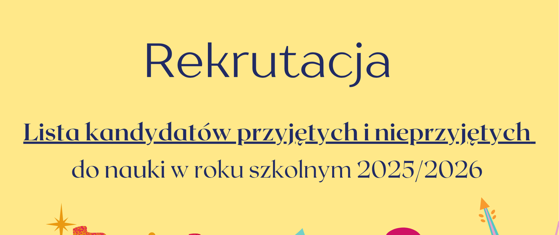 niebieskie litery na żółtym tle, kolorowe nutki, instrumenty harfa, fortepian, wiolonczela