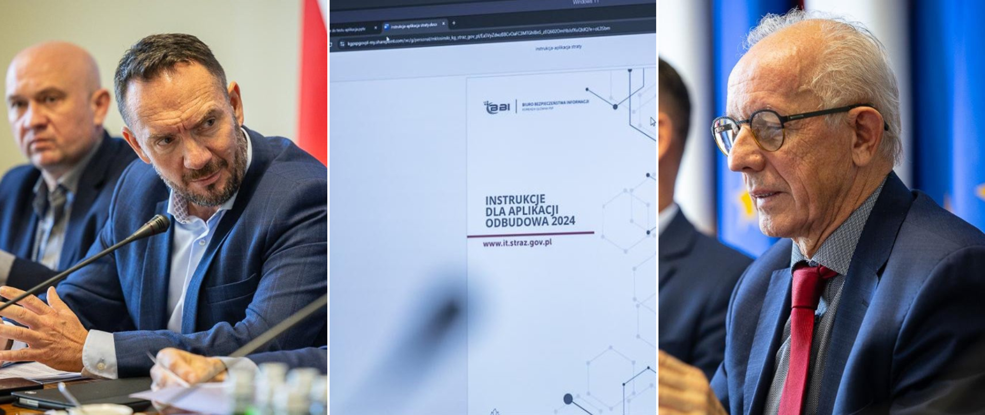 Wiceministrowie Wiesław Leśniakiewicz i Tomasz Szymański podczas spotkania w RCB