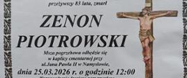 Informacja o uroczystości pogrzebowej. 
