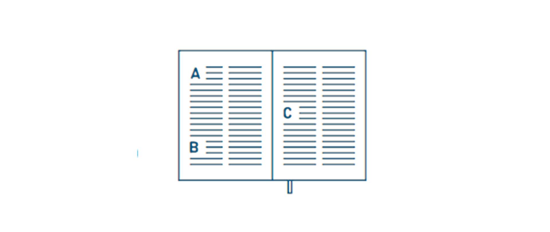 Rysunkowa grafika poglądowa przedstawiająca słownik 