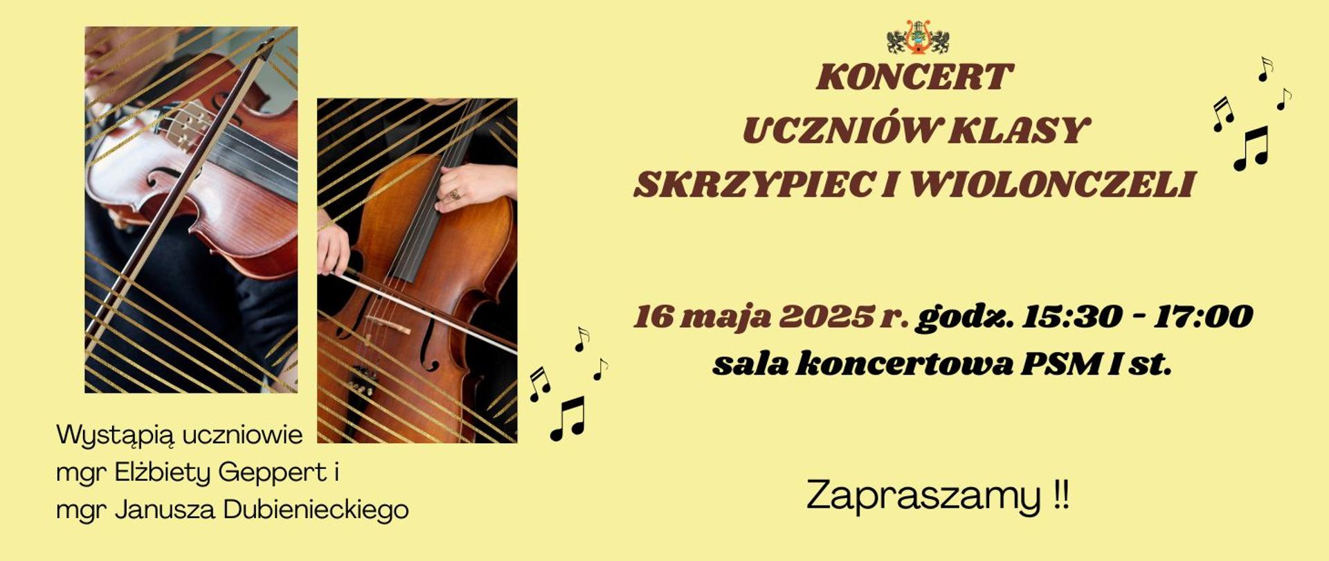 Koncert uczniów klasy skrzypiec i wiolonczeli 