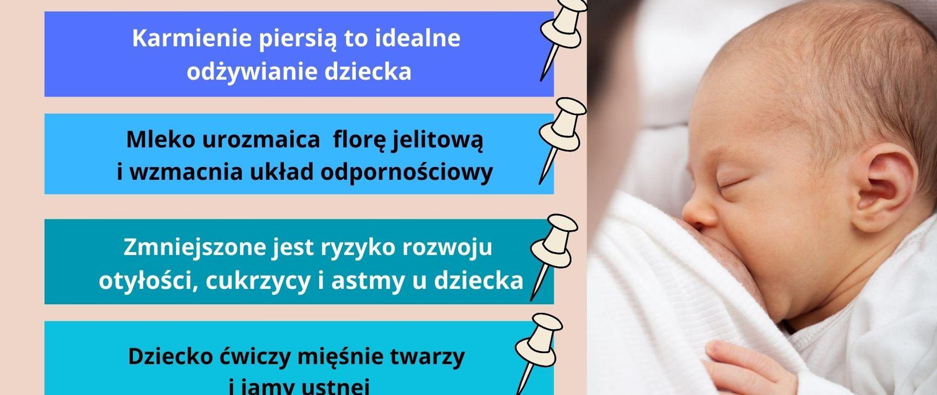 Dziecko spożywające pokarm z piersi matki